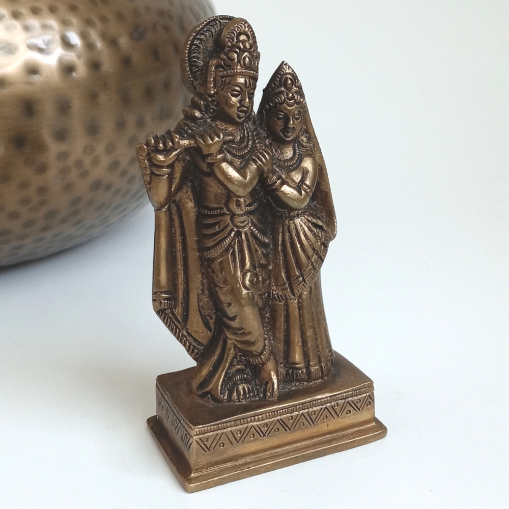 Solid Brass Antique / Vintage Figurine Sculpture from India 4 1/2” - Picture 5 of 13
